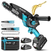 Seesii mini chainsaw 8-inch bar in action for fast wood cutting