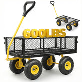Sekey 600lb steel mesh garden cart front view, sturdy frame for outdoor hauling