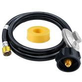 Sekvira 5ft propane regulator hose for secure outdoor grilling.