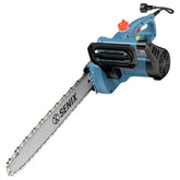 SENIX electric chainsaw with 14-inch bar for efficient wood cutting.