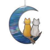 SENSORY4U Cat on Moon stained glass suncatcher brightens windows and decor.