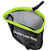 Sepetrel pool net with angled front lip for bottom debris pickup