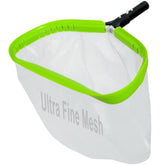 Sepetrel pool net with angled front lip for easy bottom debris pickup.