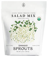 Sereniseed Organic Salad Mix sprout seeds for home sprouting and fresh alfalfa and radish microgreens.