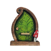 SETOFI Fairy Door for Tree in dark green wood adds whimsical garden charm.
