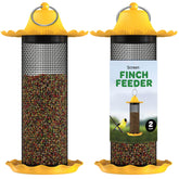 SEWANTA Finch Bird Feeder yellow top view shows clear seed tube for monitoring