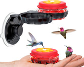 SEWANTA handheld hummingbird feeder with red flower attracts birds for hand feeding.