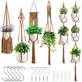 SFENNGPET Macrame Hangers Six-Pack displayed for ceiling installation in stylish indoor decor