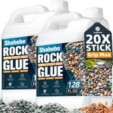 Shabebe Rock Glue bottle with Grip Max showing strong adhesion for landscaping.