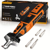 Sharp Pebble cordless chainsaw sharpener with angle guide for precise on-site sharpening.