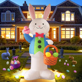 SHDEJTG 12ft rabbit holding a flower basket inflatable for a front-yard Easter display