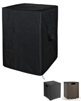 SheeChung propane tank cover fits snugly on a 20 lb square tank outdoors.