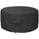 SheeChung round fire pit cover shields a 44 inch diameter pit from rain