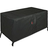 SheeChung rectangular fire pit cover on table shows 48x28x25 fit and clean look