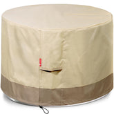 SheeChung round gas fire pit cover protects against rain and dust.