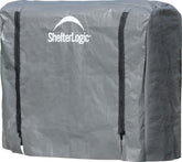 ShelterLogic firewood cover front view showing universal fit for a 4-foot rack