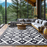 Shilucheng outdoor rug 8x10 on patio, waterproof and all-weather ready.