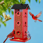 Shineforu 14-port feeder with viewing window supports multiple birds feeding safely.
