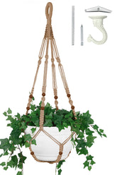 Shineloha 43-inch macrame planter hanger with sturdy cotton cord for heavy pots