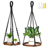 Shineloha macrame plant hanger 2-pack with large and medium shelves for indoor display.