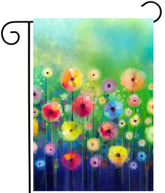 ShineSnow Watercolor Abstract flag front displays vibrant greens for garden charm.