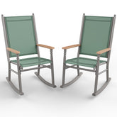 Shintenchi 2-pcs outdoor rocking chairs set in green for relaxing on patios and balconies