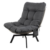 Shintenchi outdoor wicker swivel chair with gray cushion, ideal for sunlit patios