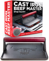 Shop Square Beef Master press viewed from above on a grill for even searing