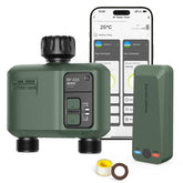 Shrieve WiFi Water Timer 2-Zone outdoor installation showing weatherproof housing for reliable irrigation