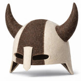 SHSH Trade Group Wool Banya Hat Knight front view with Viking horn design for sauna comfort.