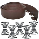 Shsyue flexible garden edging in brown, 66ft long, forms neat borders.