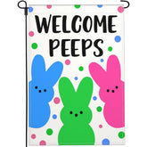 Shuitouk Happy Easter Garden Flag front view showing vibrant spring colors for outdoor decor.