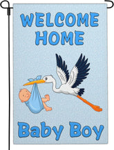 Shuitouk welcome home baby boy flag front view with vibrant double-sided print for outdoor use.