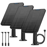 Shyueda 4W solar panel 3-pack powering Blink cameras with sun-powered charging.