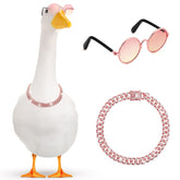 Shyyween chain collar with pink rhinestones adds sparkle to your lawn goose.