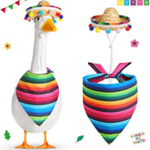 Shyyween Mexican Porch Goose Outfit with sombrero enhances curb appeal for festive gardens.