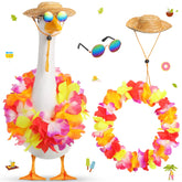Shyyween summer goose outfit with straw hat enhances lawn statue for outdoor decor