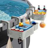 Sibada poolside storage basket duo with two baskets and cup holders beside the pool.