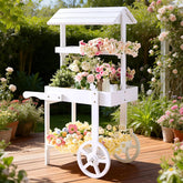Sicrifety flower cart with wheels enables flexible display at weddings.