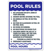 Sigo Signs pool rules sign front view, showing durable aluminum for outdoor use.