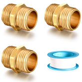 SIGURANTA brass double-male garden hose connector 3-pack for quick joins.