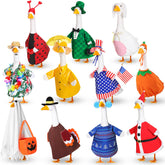 Silicherry Valentine goose outfit adds festive charm to garden statue.