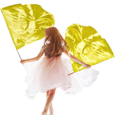 Silipull gold praise flag with semicircle focus for graceful worship dance displays.