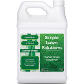 Simple Lawn Solutions darker green bottle pour for greener turf.