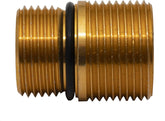 Simpson water outlet fitting for axial cam pump in gold improves high-pressure hose connection.