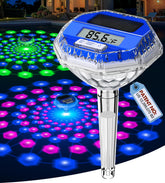 Sinbyuer pool thermometer with stunning light show enhances evening ambiance