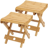 SINJEUN bamboo folding bench seat for compact storage and bathroom comfort.