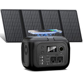 SinKeu solar generator 300W front view with 110V outlet for home or camp power.