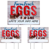 Sintuff farm fresh eggs sign center display improves yard visibility for passersby.