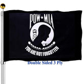 Sirrail Mia Pow Flag 3x5 outdoor double-sided, readable from both sides for outdoor display.